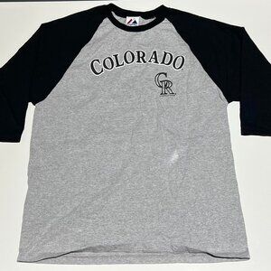 Grey And Black Colorado Rockies baseball tee